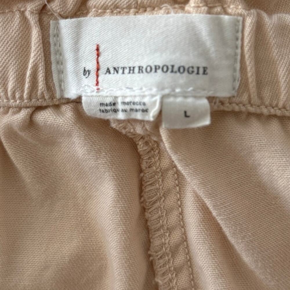 Anthropologie Carpenter Cargo Elastic High Waist Wide Cropped Leg Pants L Cream - Picture 4 of 7